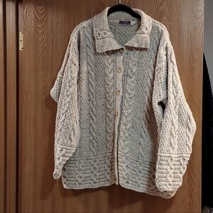 Edinburgh Woollen Mill Highland Home Industries Stone Aran Knit Cardigan
